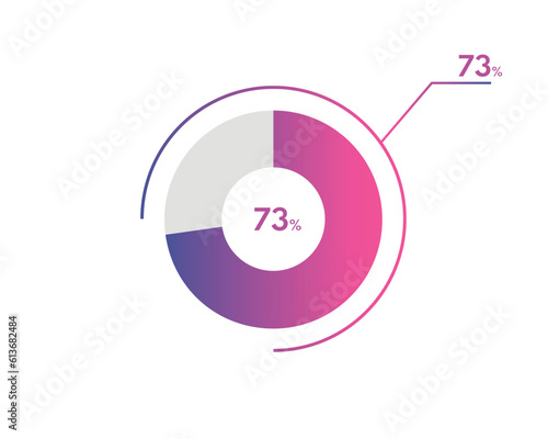 73 Percentage circle diagrams Infographics vector, circle diagram business illustration, Designing the 73% Segment in the Pie Chart.