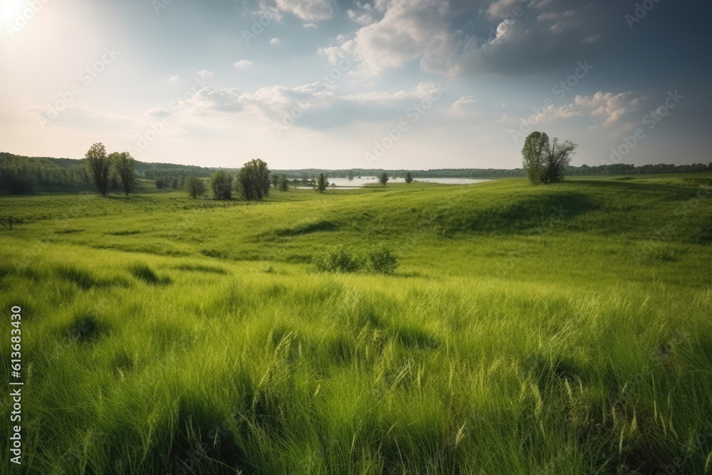 natural landscape with green grass field, spring summer landscape natural landscape with green grass field, spring summer landscape