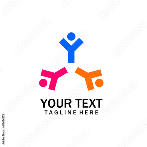 Letter Y tringle logo, yyy logo, triple y logo. Letter Y abstract people logo icon colorful minimal style illustration design. Family teamwork coworking emblem sign symbol logotype.