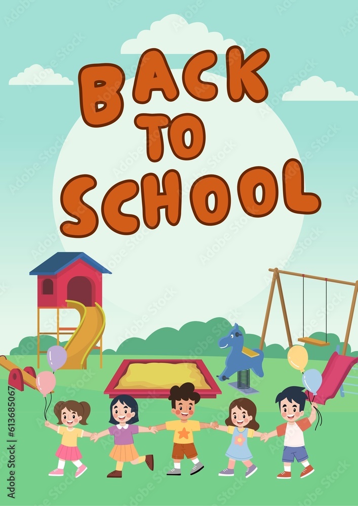 Back to school vector illustration. Kids playing. Back to school vector illustration. Kids playing.