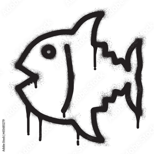 Tuna graffiti with black spray paint