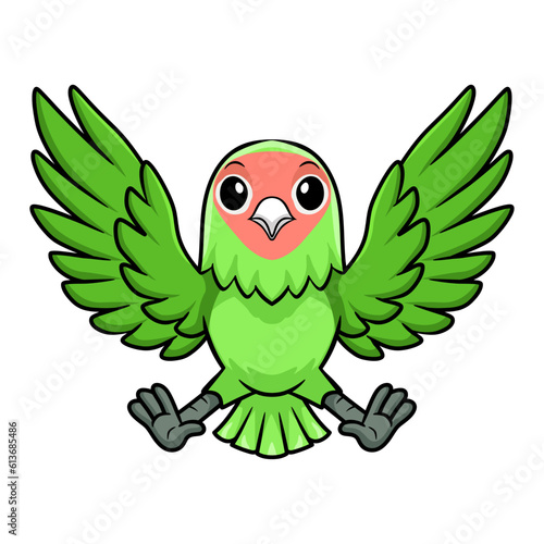 Cute peach faced love bird cartoon flying