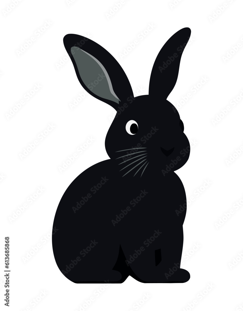 Fototapeta premium Fluffy rabbit icon, mascot silhouette
