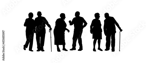 Vector illustration. Pensioners. Husband and wife aged. Set of people.