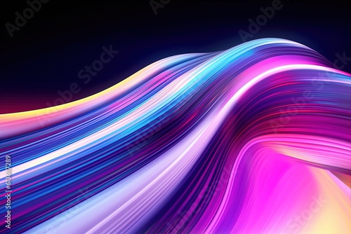 abstract futuristic background with gold PINK blue glowing neon fluid waves techno sound shap Data transfer concept Fantastic wallpaper  Ai Generative