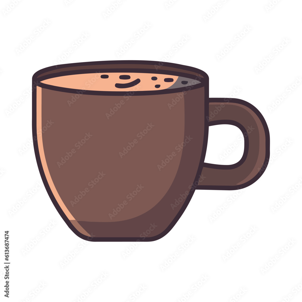 Cute cartoon coffee mug with frothy cappuccino Cute cartoon coffee mug with frothy cappuccino
