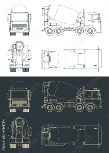 Concrete mixer truck blueprints