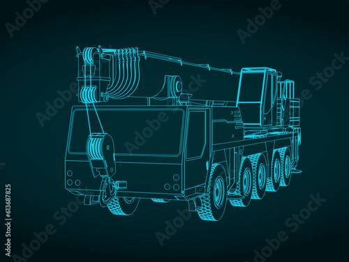 Mobile crane illustration