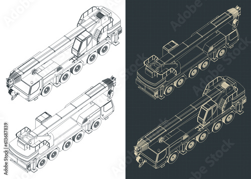 Mobile crane isometric blueprints