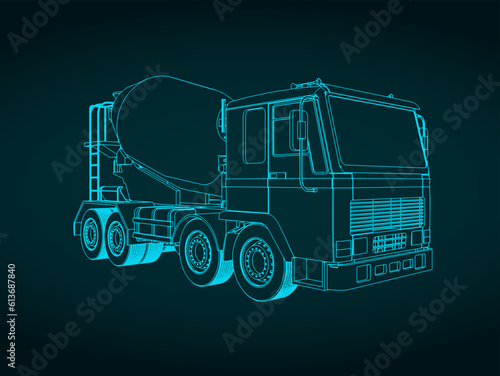 Concrete mixer truck illustration