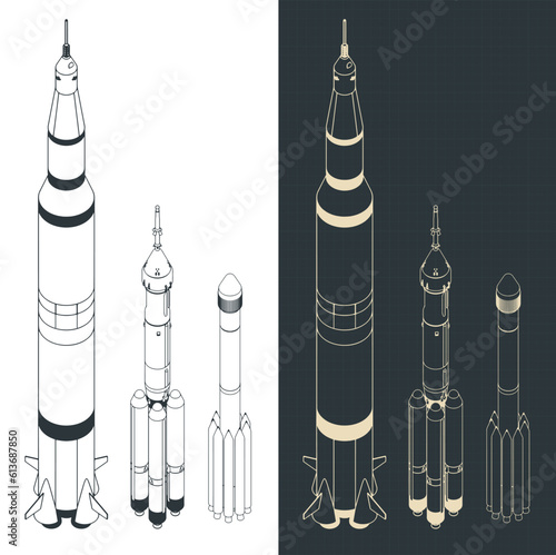 Launch vehicles isometric blueprints