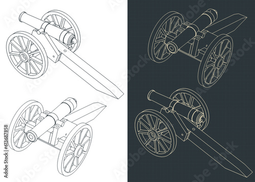 Vintage Cannon Isometric Drawings