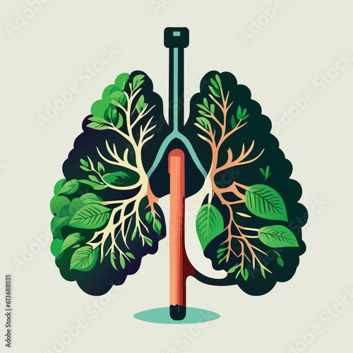 Human lung made from plant, vector