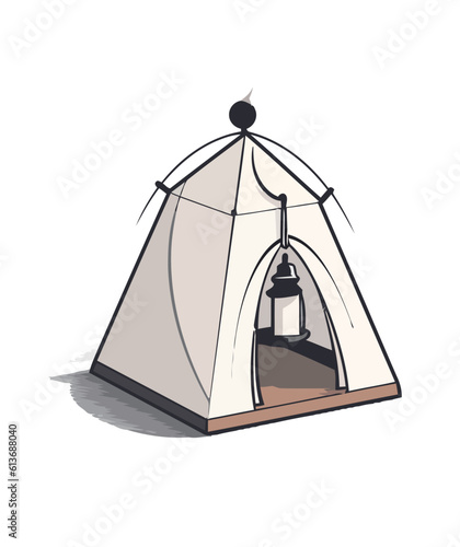 camping tent with lantern, adventure and freedom