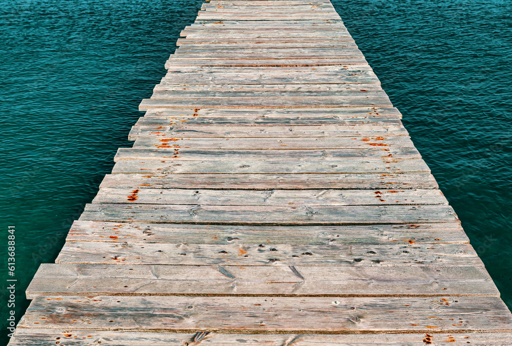Wooden pier floor . Footpath over the sea Wooden pier floor . Footpath over the sea