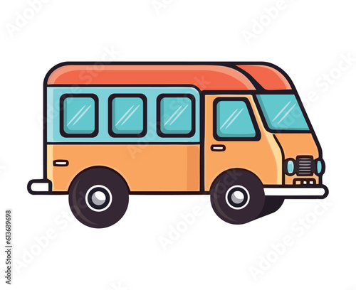 Modern yellow bus flat icon