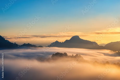 Morning mist viewpoint Baan Jabo  the most favourite place for tourist in Mae Hong Son Thailand