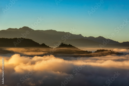 Morning mist viewpoint Baan Jabo, the most favourite place for tourist in Mae Hong Son,Thailand © nuwatphoto