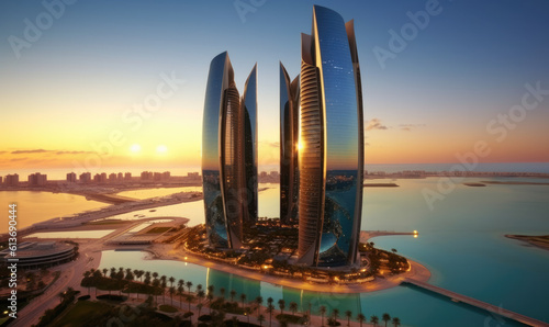 Architectural Marvels: Abu Dhabi's Majestic Skyscrapers Piercing the Sky - Marvel at the awe-inspiring skyscrapers that grace the skyline of Abu Dhabi, the epitome of modern architectural grandeur. 