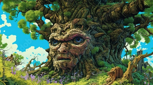 A treant defending its forest home from intruders. Fantasy concept , Illustration painting. © X-Poser