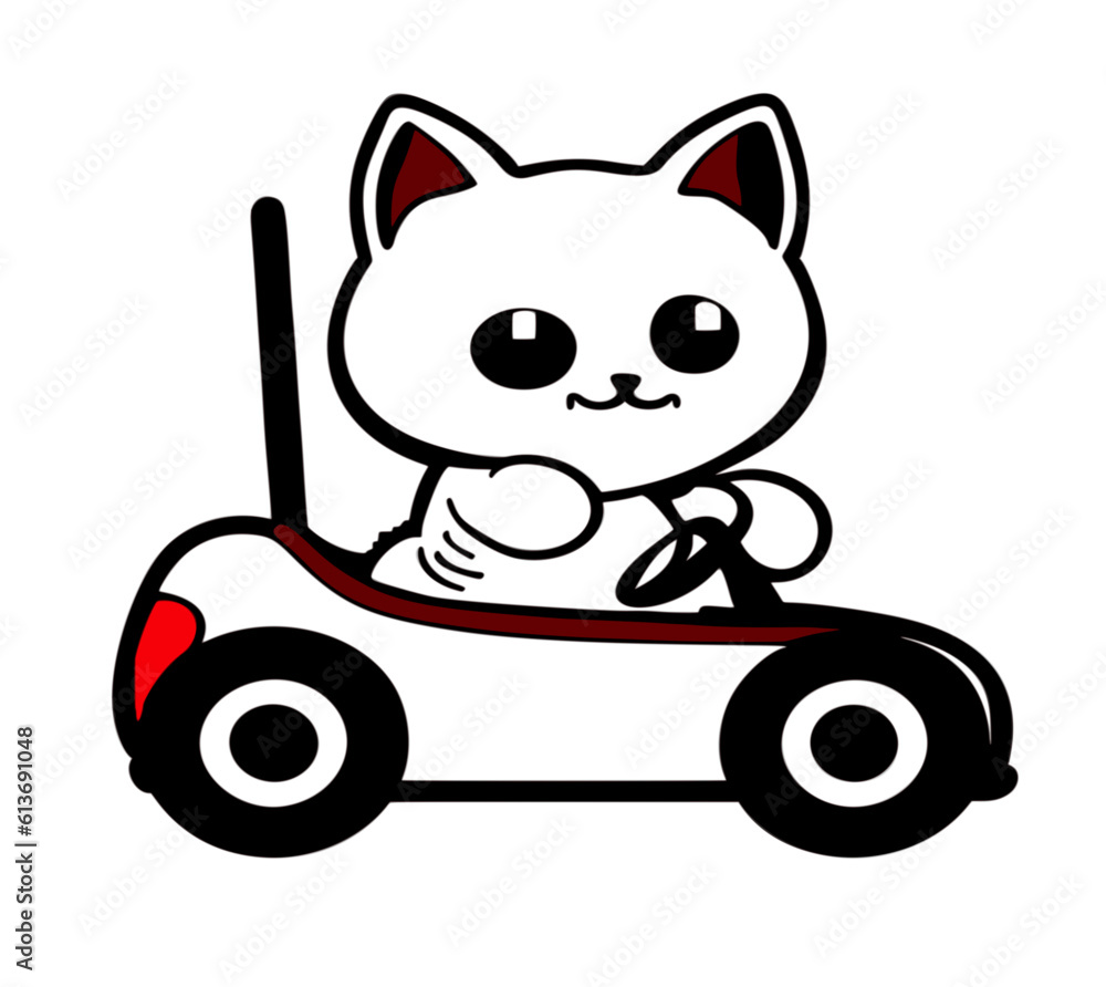 Cat Driving Toy Car