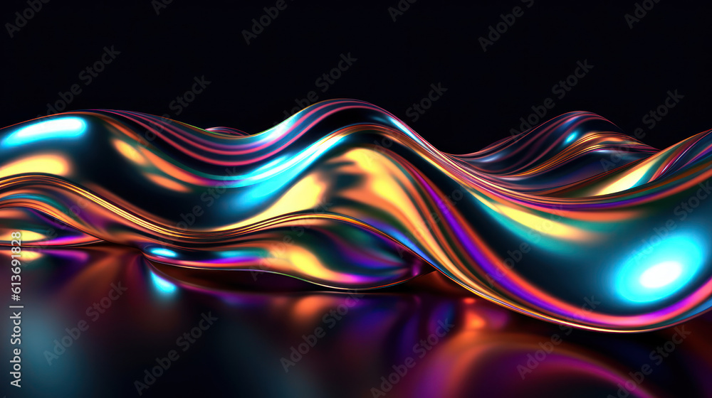 Abstract colorful wave metal wallpaper. AI generation Abstract colorful wave metal wallpaper. AI generation