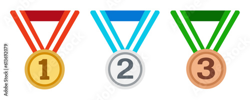 Set of gold, silver and bronze medals at various awards ceremonies, 각종 시상식의 금,은,동메달세트 photo