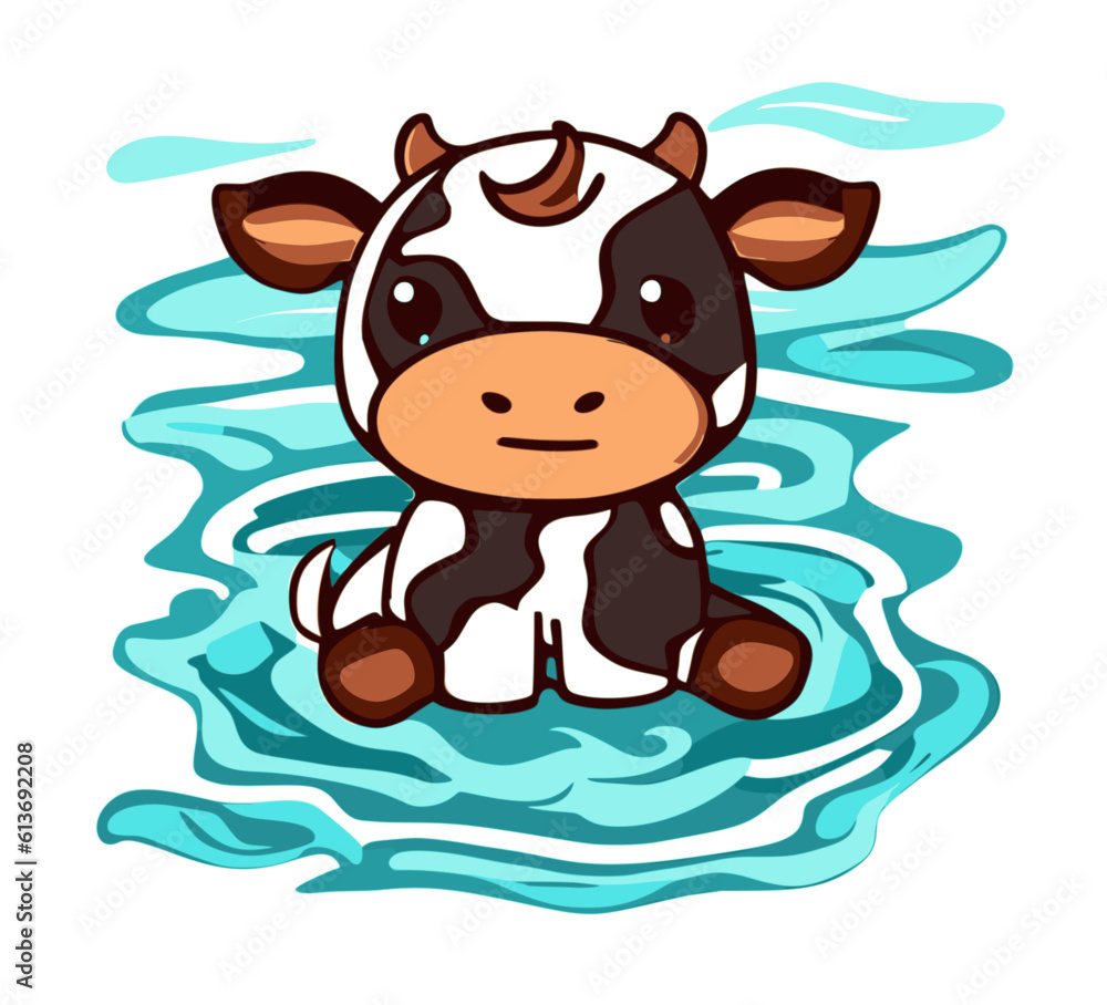 Baby Cow Sitting in Water Baby Cow Sitting in Water