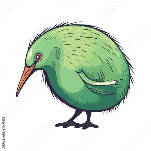 Cheerful kiwi bird, mascot green color