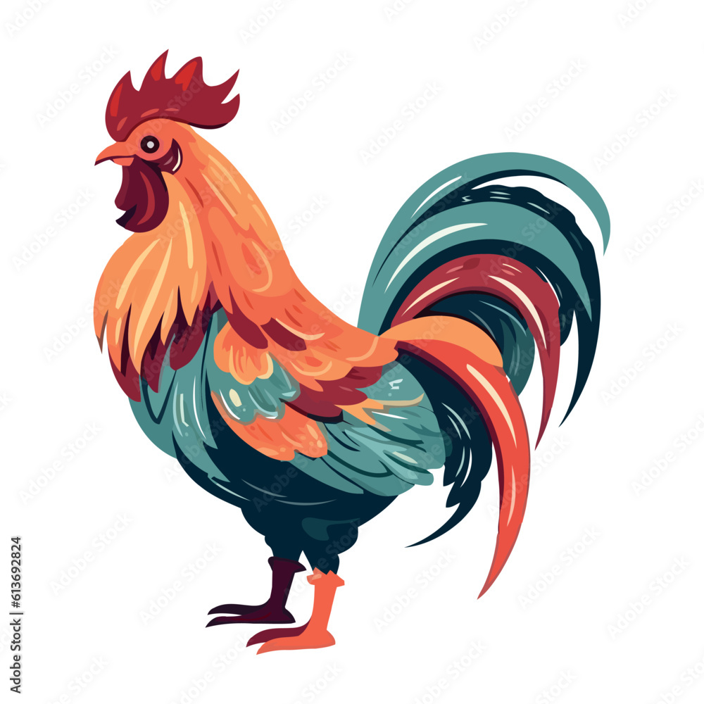 Fototapeta premium Standing rooster symbolizes rural animal