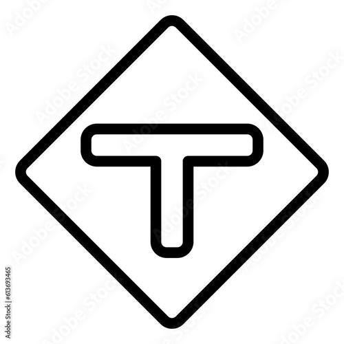 T junction icon in line style, use for website mobile app presentation
