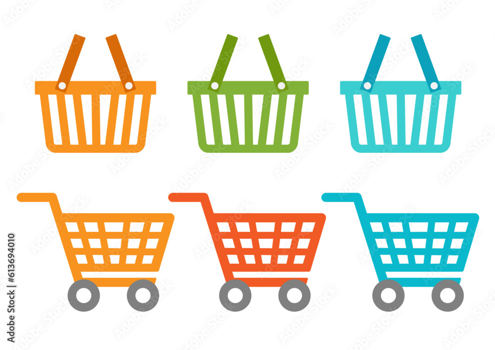 shopping cart and basket, 쇼핑카트와 바구니 아이콘 shopping cart and basket, 쇼핑카트와 바구니 아이콘