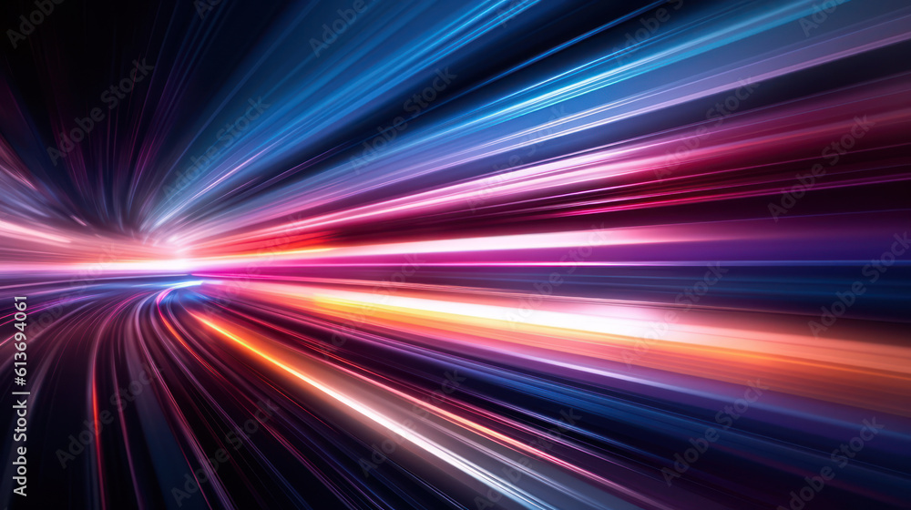 Abstract long exposure dynamic speed light trails background. AI generation Abstract long exposure dynamic speed light trails background. AI generation