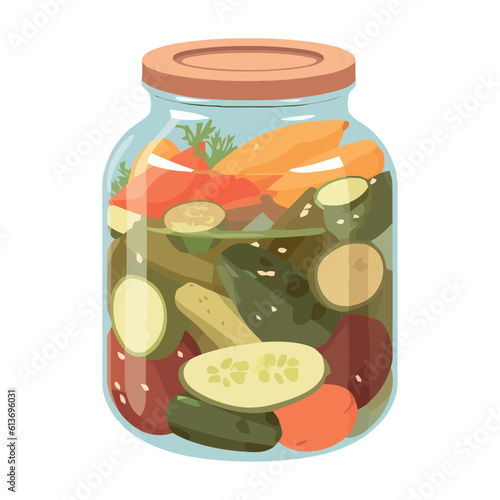 Fresh vegetables in a jar, pickled gourmet