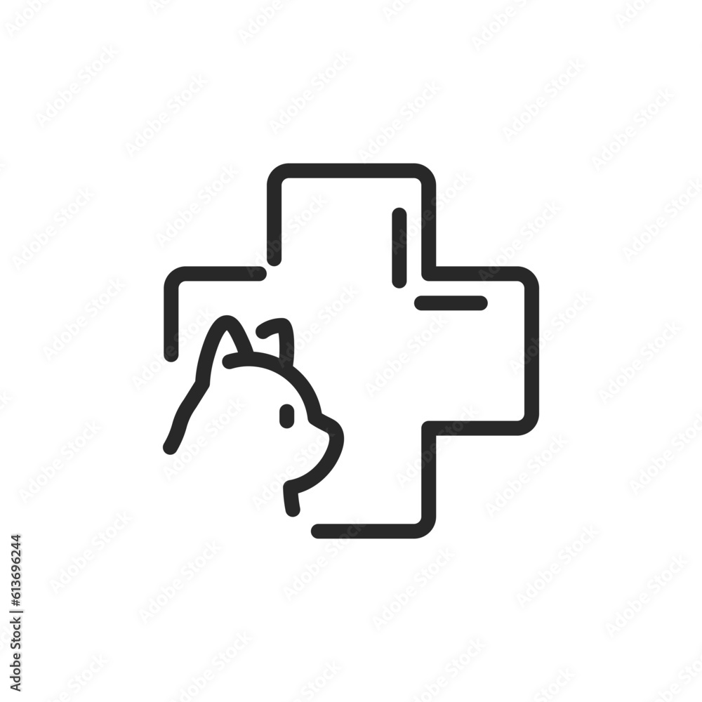 Cat Vet Icon. Vector Outline Editable Sign of Feline Health and Wellness. Pet Clinic and Cat Doctor Linear Illustration. Cat Vet Icon. Vector Outline Editable Sign of Feline Health and Wellness. Pet Clinic and Cat Doctor Linear Illustration.