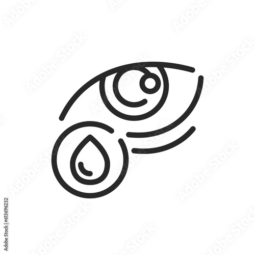 Animal Eye Care Icon. Vector Outline Editable Sign of Ophthalmology and Pet Vision Health, Eye Drop Application.