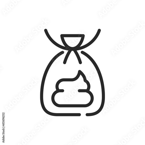 Cleaning Dog Waste Icon. Vector Outline Editable Sign of Responsibility of Pet Owners to Keep Streets Clean. Poop Cleanup or feces removal Illustration.