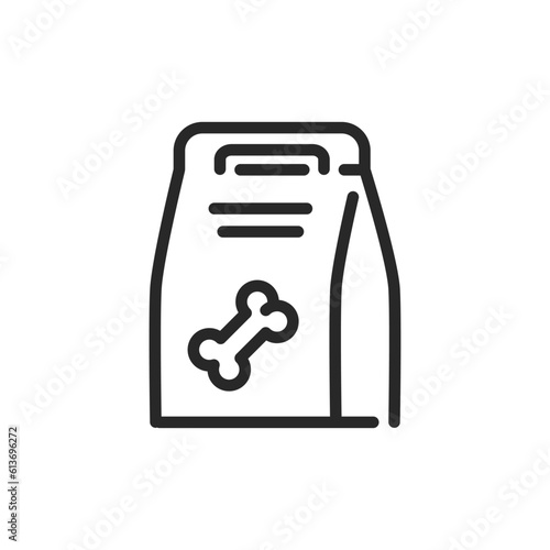Cardboard Pack of Dog Food Icon. Vector Outline Editable Sign of Pet Nutrition and Canine Diet Supplies.