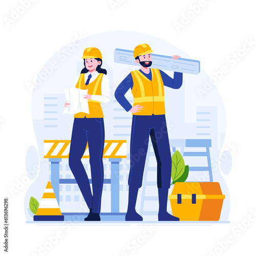 Men and women in construction projects © kreevstock