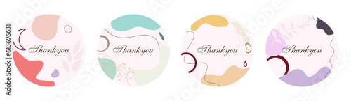 Thank you, vector cards set of lettering