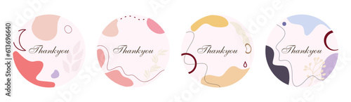 Thank you, vector cards set of lettering