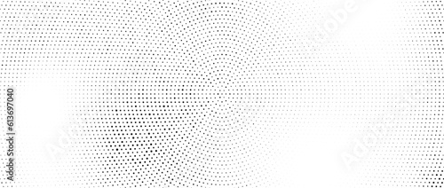 Radial halftone dots. Spotted and dotted stains gradient background. Concentric comic texture with fading effect. Black and white rough gritty wallpaper. Grunge monochrome geometric backdrop. Vector photo