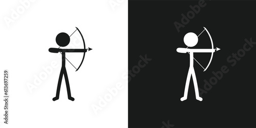 Archery sport icon pictogram vector design. Stick figure man archer athlete vector icon sign symbol pictogram photo