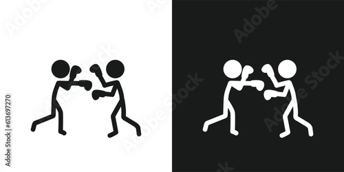 Boxing icon pictogram vector design. Stick figure man boxer or fighter vector icon sign symbol pictogram. Combat sports concept