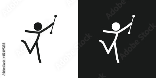 Baton twirling icon pictogram vector design. Stick figure man baton twirler or majorette vector icon sign symbol pictogram photo