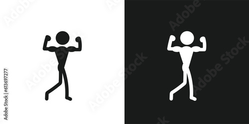 Bodybuilding icon pictogram vector design. Stick figure man bodybuilder vector icon sign symbol pictogram