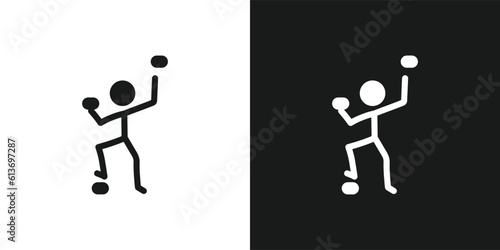 Climbing icon pictogram vector design. Stick figure man climbing athlete vector icon sign symbol pictogram
