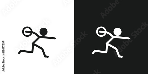 Discus throw icon pictogram vector design. Stick figure man discus thrower athlete vector icon sign symbol pictogram