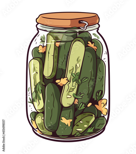Fresh pickled vegetables in organic homemade jar