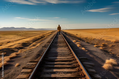 one man tracks in the desert